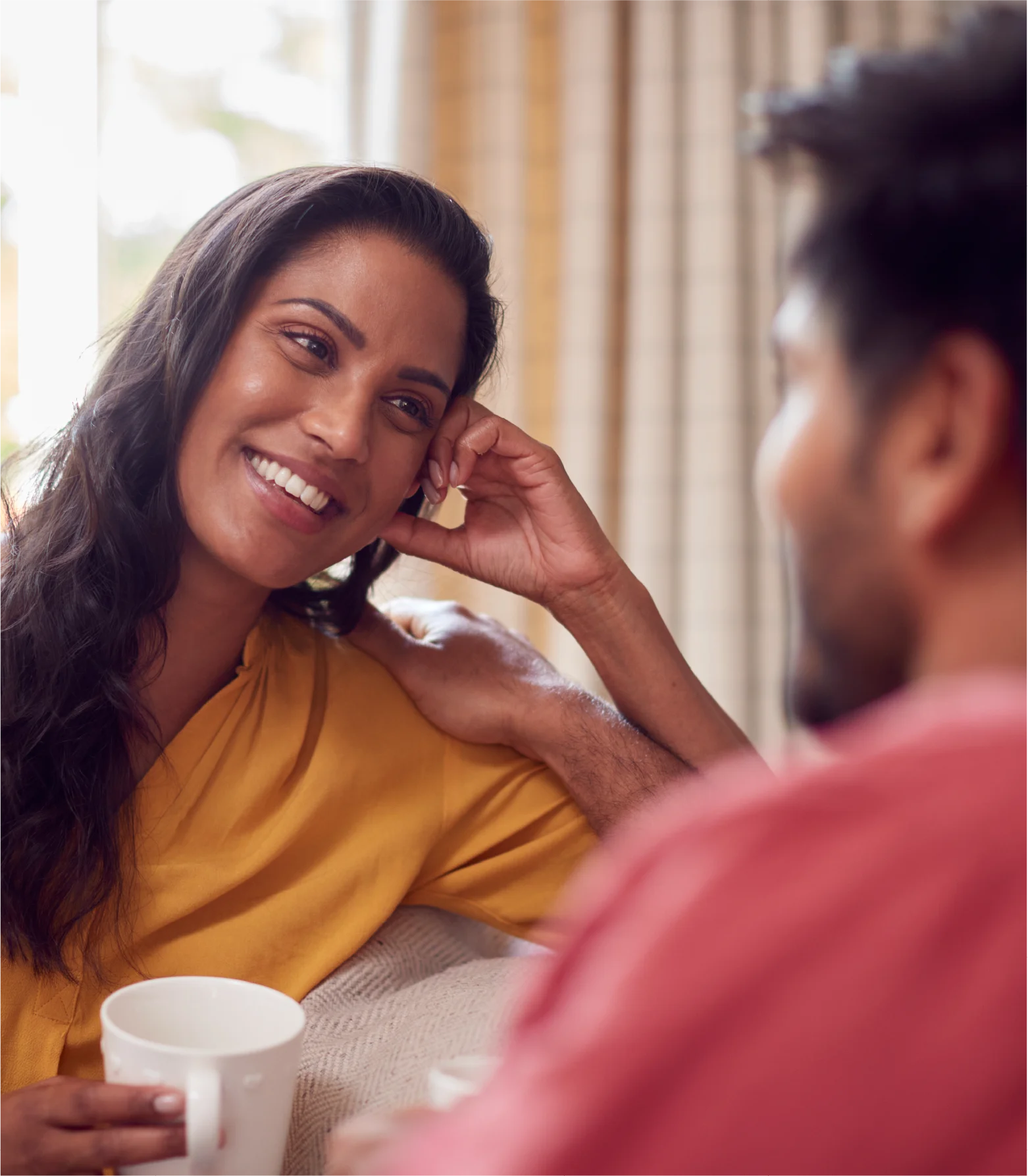 Couple talking together during a therapy session